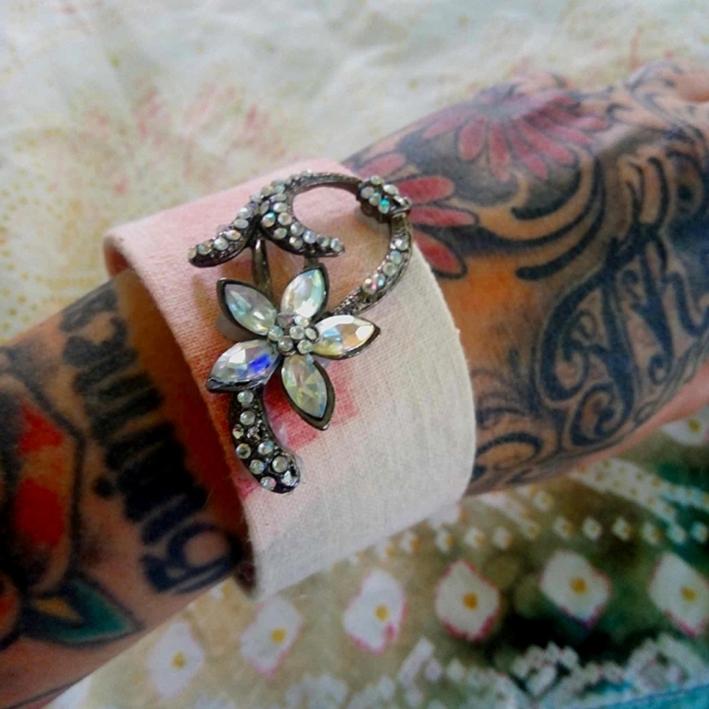 ❤ Artisan Vintage Sugar Sack Rhinestone Cuff